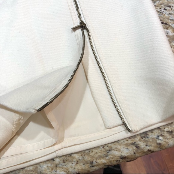 J. Crew Asymmetrical Zip Pencil Skirt In 100% Wool Ivory 2 - Picture 3 of 11